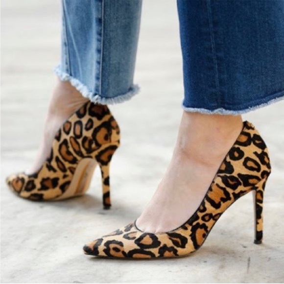 Sam Edelman Shoes - Sam Edelman Pointed Toe Hazel Leopard Calf Hair Pumps Stiletto Heels Size 8.5